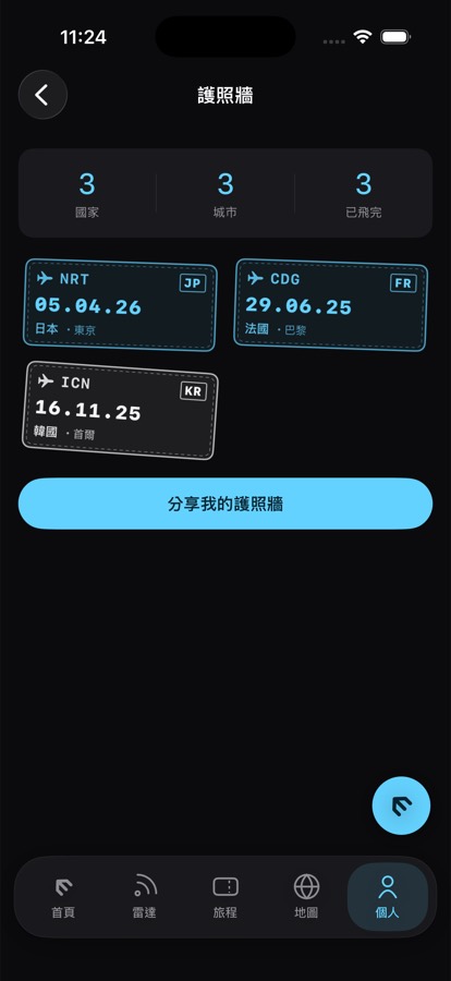 去過的地方自己蓋成一面牆